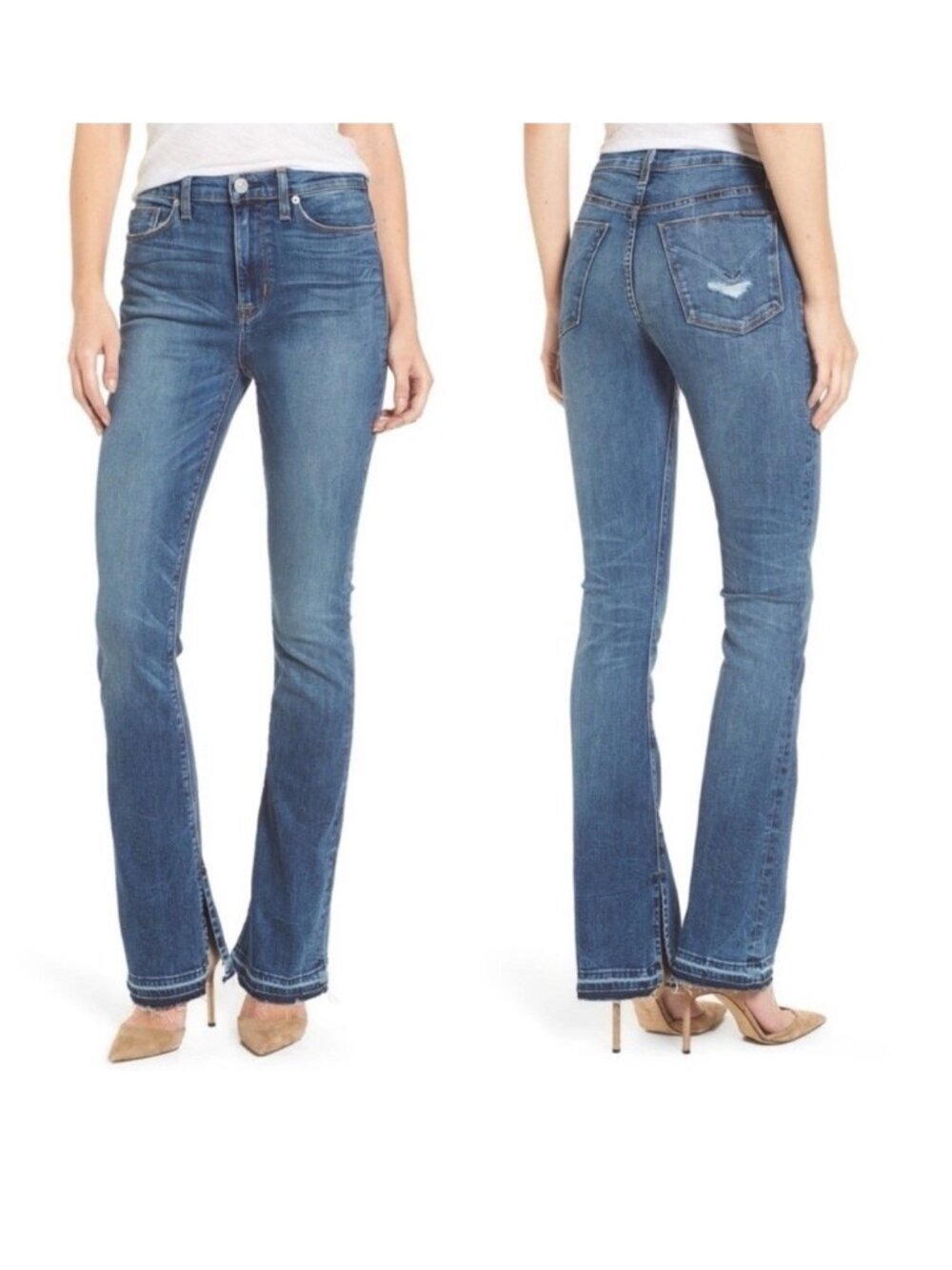 Hudson Size 26 Heartbreaker High Rise Bootcut Blue Jeans Slit Hem